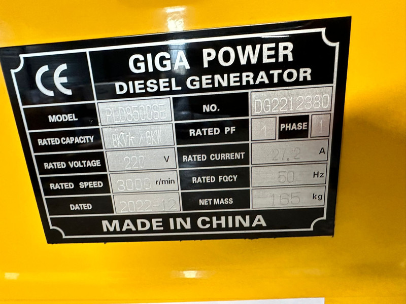 Ny Strømgenerator Giga power PLD8500SE 8KVA silent set: billede 9