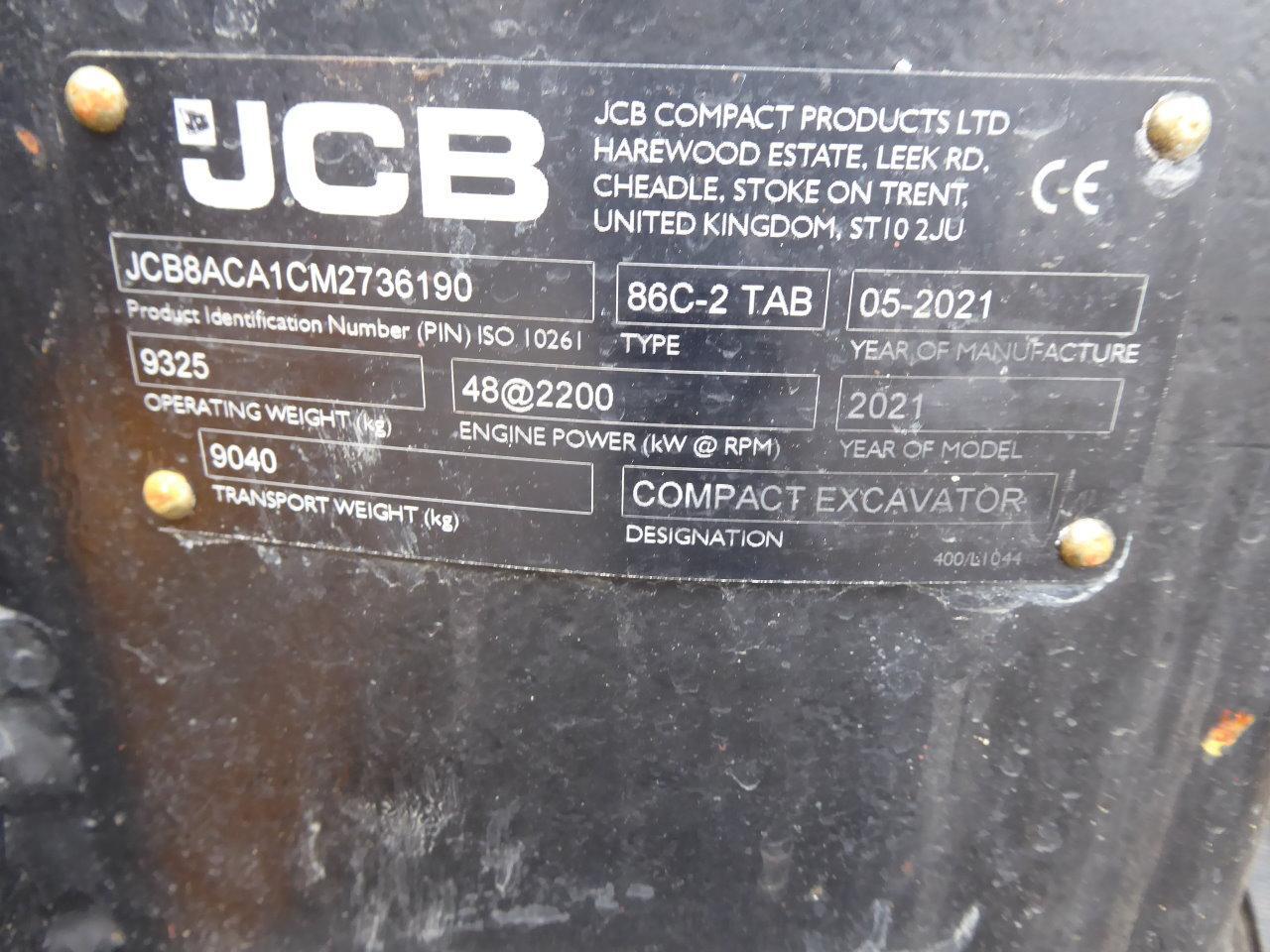 Minigravemaskine JCB 86C-2 TAB: billede 13