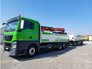Lastbil med lad, Lastbil med kran MAN TGX 26.520 Baustoff-LKW Palfinger 20001L Palettengabel (20): billede 1