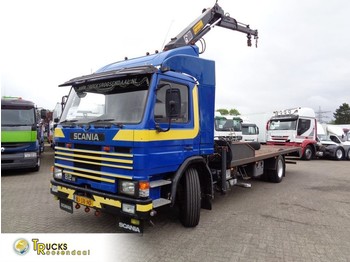Lastbil med lad, Lastbil med kran Scania 82M + Manual + Hiab Crane + Blad-Blad + adjustable deck lift + winch: billede 1