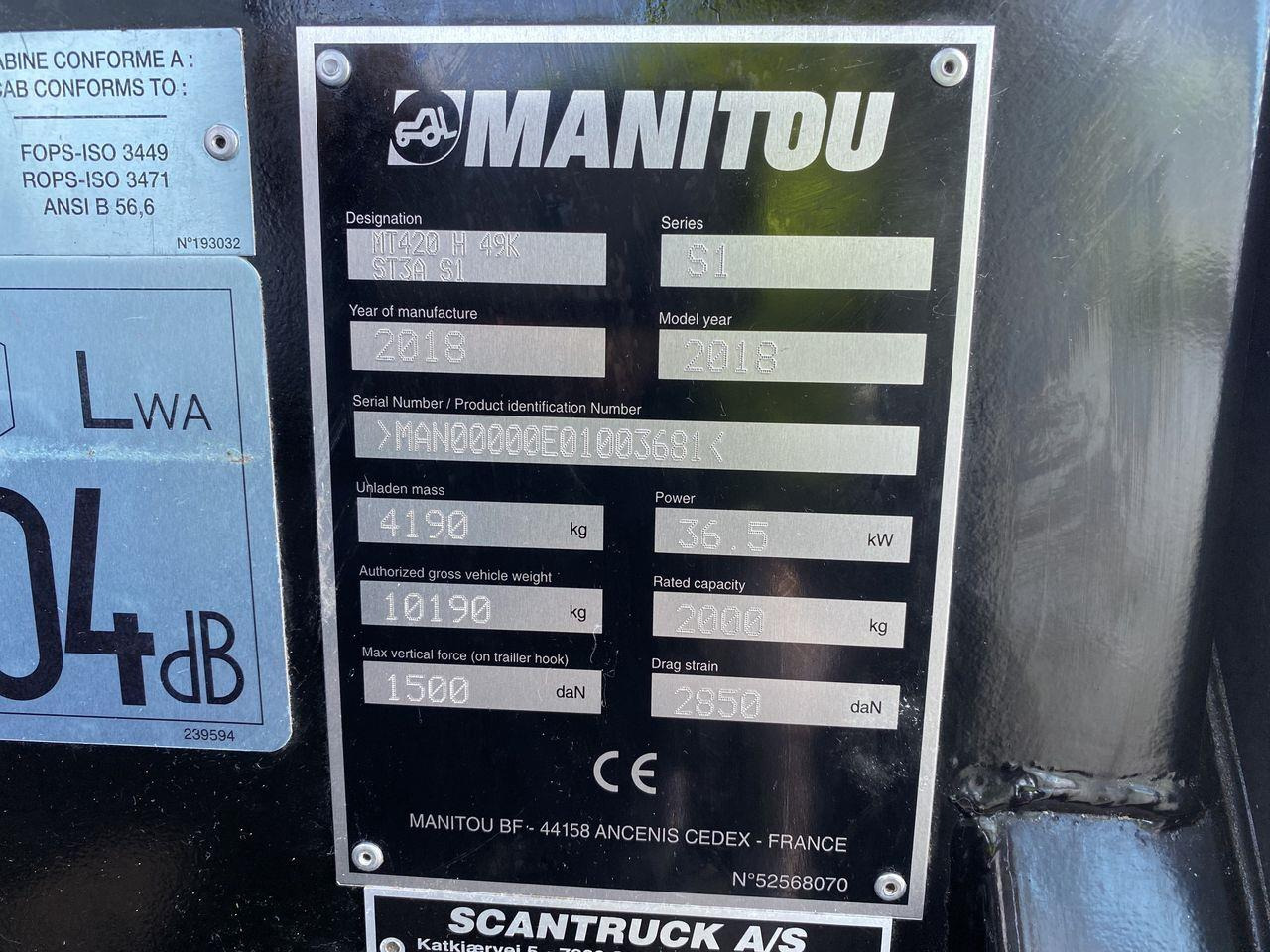 Teleskop truck Manitou MT420H Comfort