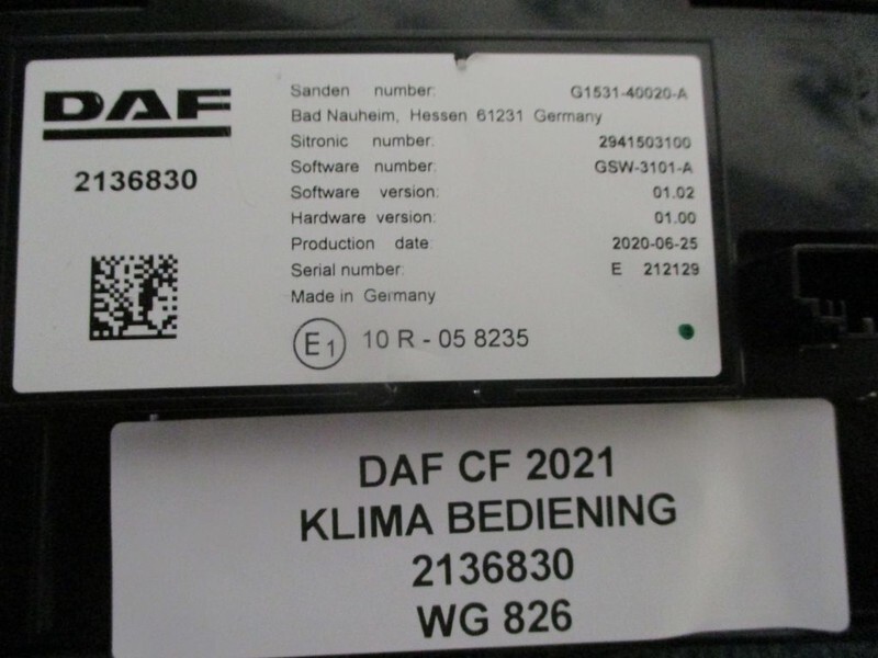 Elektrisk system for Lastbil DAF CF410 2136830 KLIMA BEDIENING EURO 6 MODEL 2021: billede 2