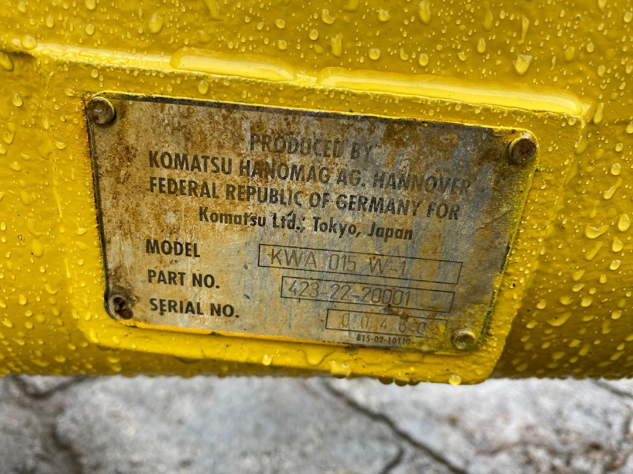Aksel og reservedele for Entreprenørmaskin Komatsu KWA 015 aus WA 380: billede 8