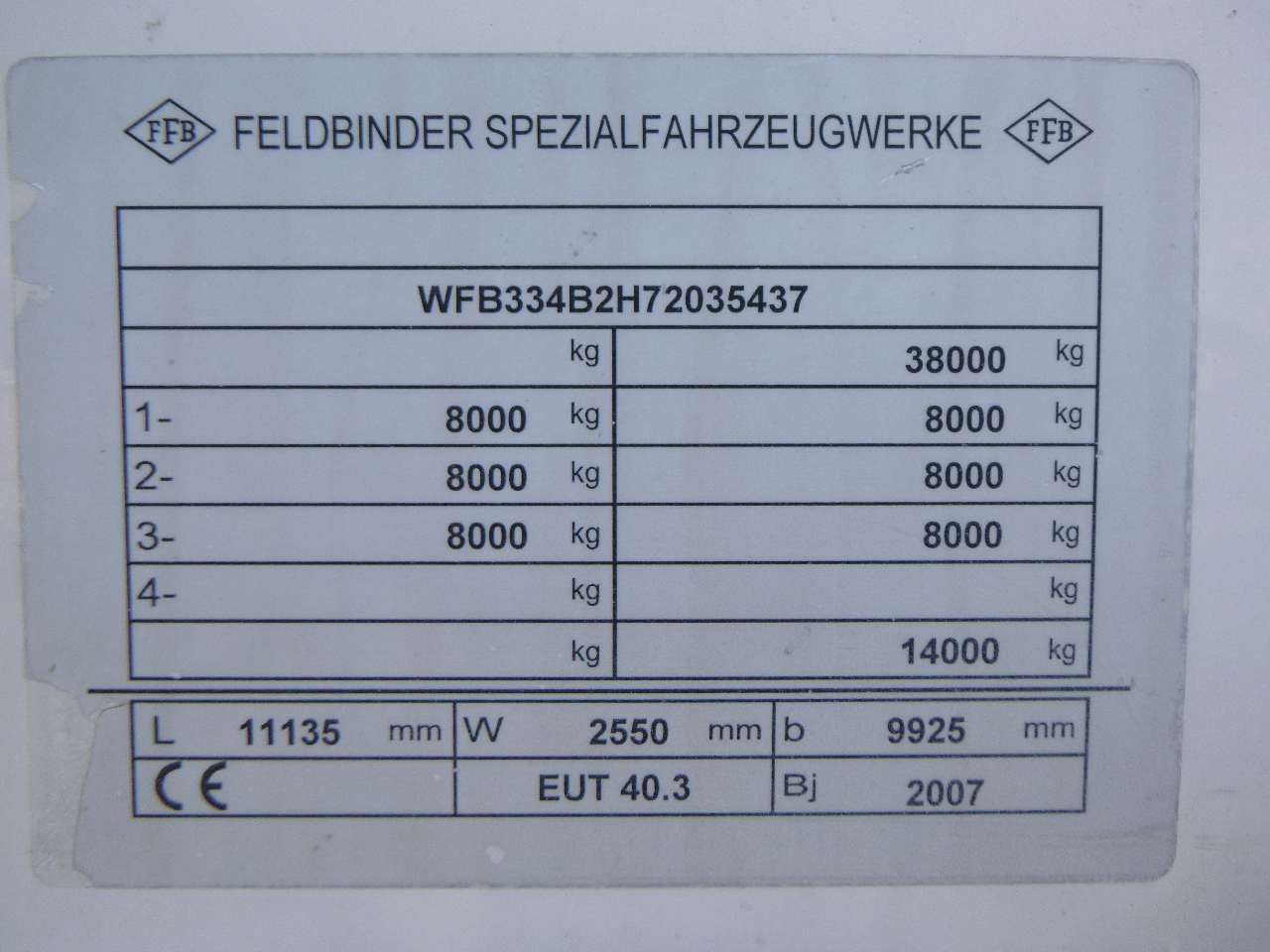 Tanksættevogn til transportering mel Feldbinder Powder tank alu 40 m3 / 1 comp: billede 12