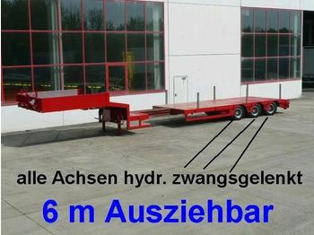 Möslein 3 Achs Tieflader, ausziehbar 6 m, alle ach - Nedbygget platform sættevogn