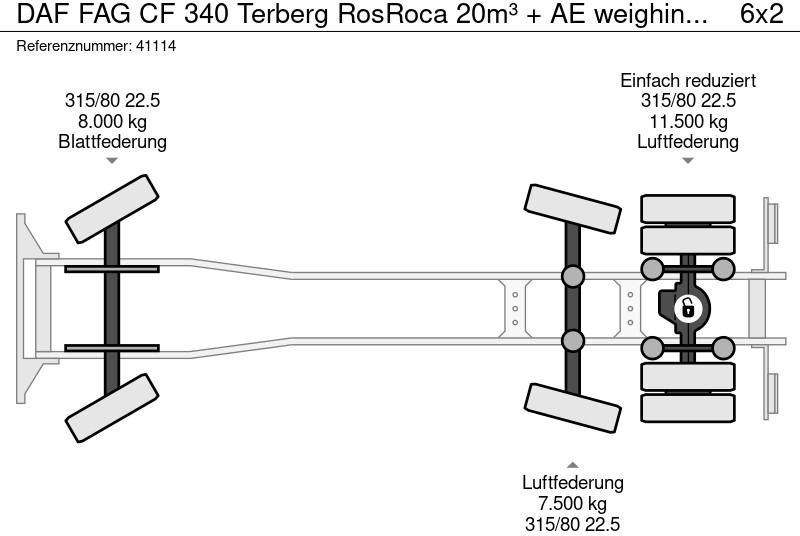 Affaldsmaskine DAF FAG CF 340 Terberg RosRoca 20m³ + AE weighing system: billede 9