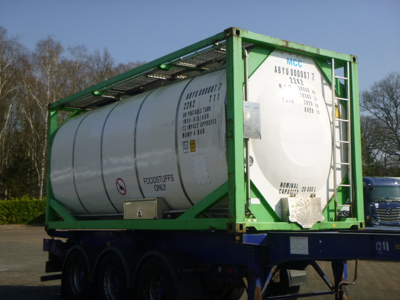 Tankcontainer, Sættevogn Danteco Food tank container inox 20 ft / 25 m3 / 1 comp: billede 2