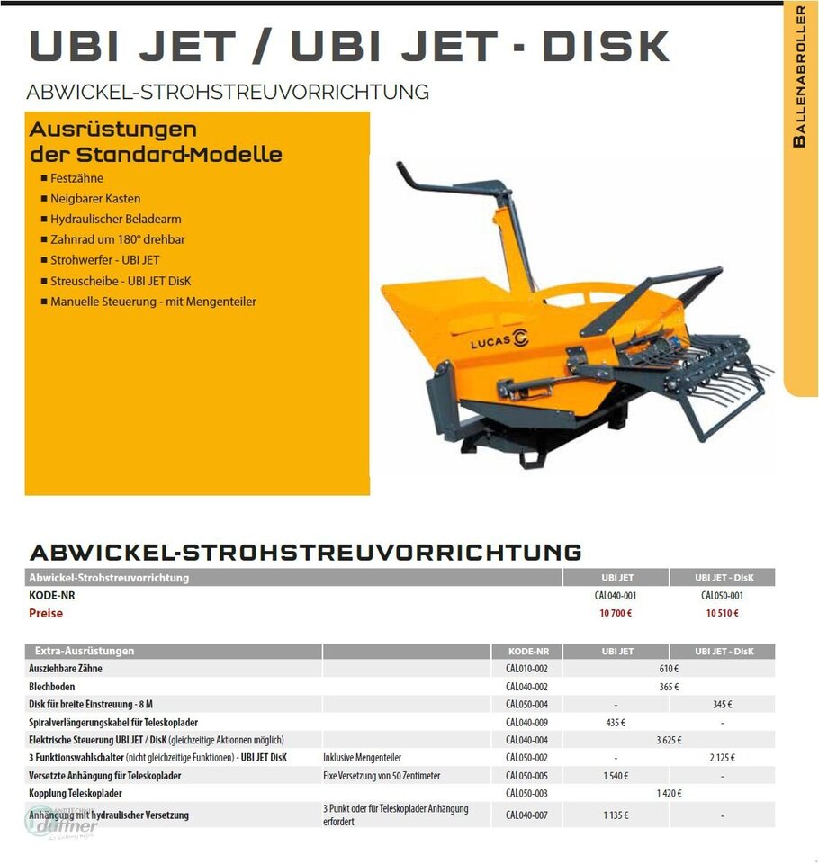 Lucas UBI JET Anbau Dreipunkt - Indpakker: billede 3 Lucas UBI JET Anbau Dreipunkt - Indpakker: billede 3