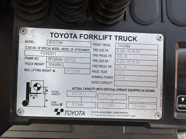 Toyota 8FD70N - Diesel gaffeltruck: billede 5 Toyota 8FD70N - Diesel gaffeltruck: billede 5