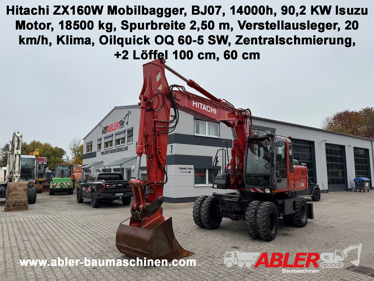 Hitachi ZX 160 W Mobilbagger Klima Zentralschmierung OQ 60-5 - Hjulgravemaskine: billede 1 Hitachi ZX 160 W Mobilbagger Klima Zentralschmierung OQ 60-5 - Hjulgravemaskine: billede 1