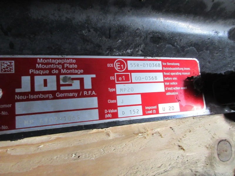 Jost D152 U 20 // M P 20 55R D152 U 20 // M P 20 55R MAN TGX 18.500 EURO 6 MODEL 2020 - Drejeskammel for Lastbil: billede 5 Jost D152 U 20 // M P 20 55R D152 U 20 // M P 20 55R MAN TGX 18.500 EURO 6 MODEL 2020 - Drejeskammel for Lastbil: billede 5