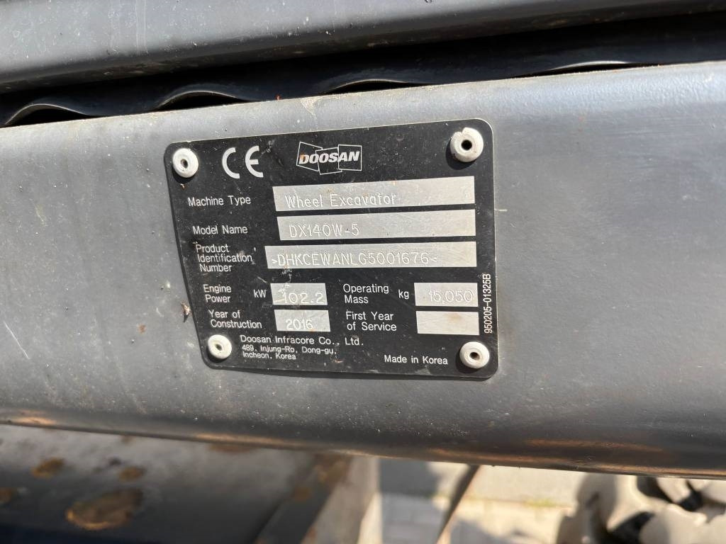 Hjulgravemaskine Doosan DX 140 W-5 (R5 Rototilt): billede 7
