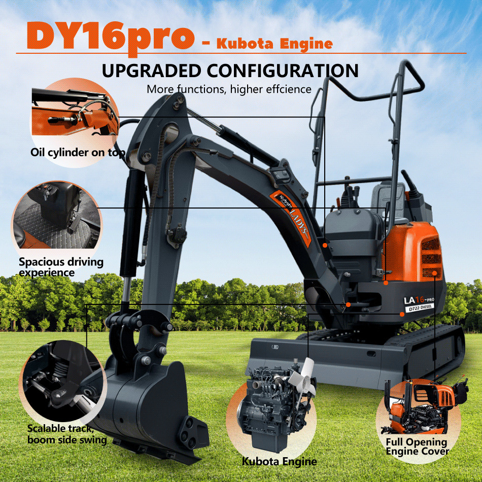 LADYS LA16Pro Mini Excavator Digger Miniexcavadora EPA Kubota Engine Mini Excavator For Sale With Mini Excavator Attachment Set - Minigravemaskine: billede 3 LADYS LA16Pro Mini Excavator Digger Miniexcavadora EPA Kubota Engine Mini Excavator For Sale With Mini Excavator Attachment Set - Minigravemaskine: billede 3