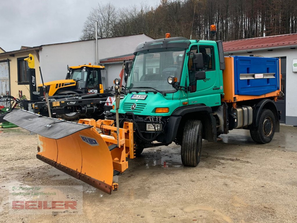 Mercedes-Benz Unimog U 500 + Salzstreuer + Schneeschild - Snerydningsmaskine: billede 1 Mercedes-Benz Unimog U 500 + Salzstreuer + Schneeschild - Snerydningsmaskine: billede 1