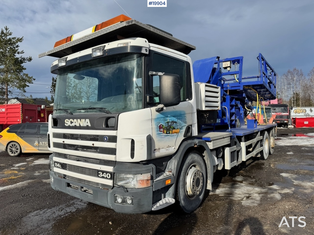 Scania P114 - Lastbil med mandskabslift: billede 1 Scania P114 - Lastbil med mandskabslift: billede 1