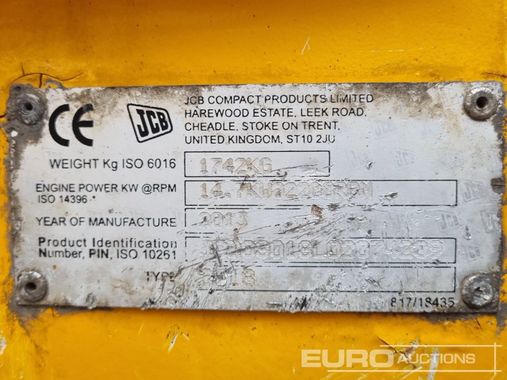 Minigravemaskine 2013 JCB 8018CTS: billede 50