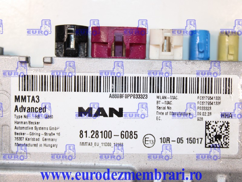 CALCULATOR UNITATE MULTIMEDIA MMTA3 MAN TGX TG3 81.28100.6085 - Kontrol blok for Lastbil: billede 3 CALCULATOR UNITATE MULTIMEDIA MMTA3 MAN TGX TG3 81.28100.6085 - Kontrol blok for Lastbil: billede 3
