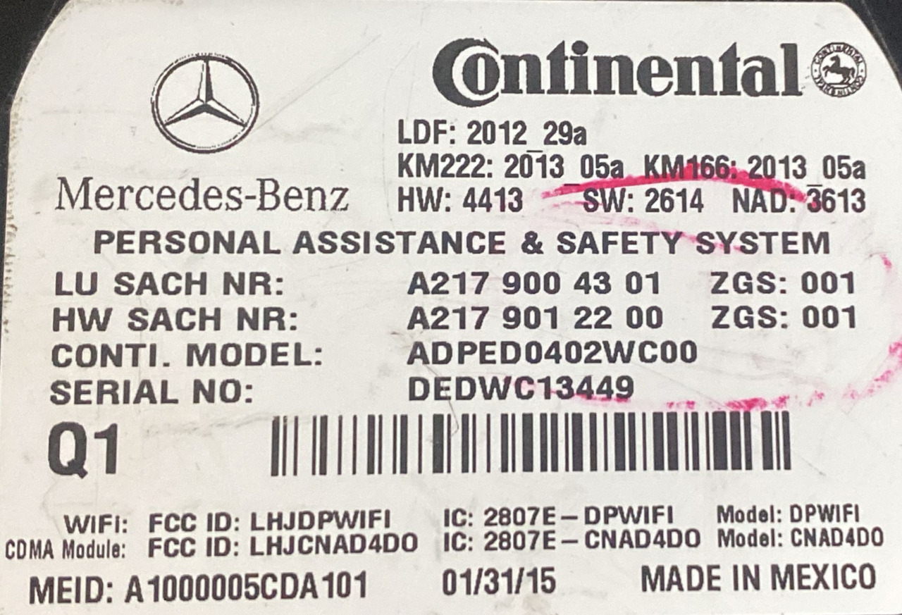 CONTINENTAL Mercedes Benz Control Module A2179004301 - Kontrol blok: billede 3 CONTINENTAL Mercedes Benz Control Module A2179004301 - Kontrol blok: billede 3